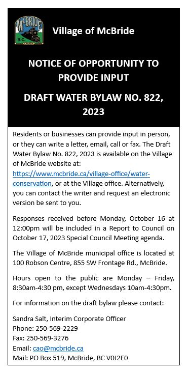 Water Conservation - Village Of McBride